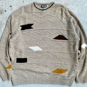 Vintage Tan Men’s Knit Preppy Retro Pullover Sweater 2XL 30x33